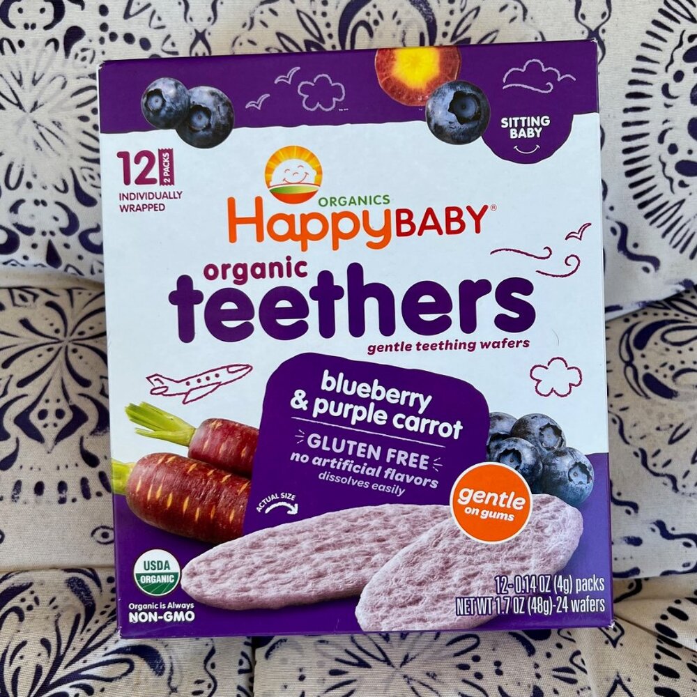 Happy Baby Gentle Teethers Organic Teething Wafers Blueberry Purple Carrot